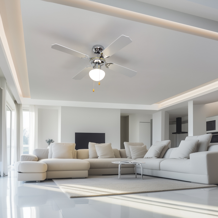 ZEVENTI - Stropni ventilator NAVAGIO 1xE27/60W/230V crna/bijela