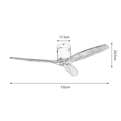 ZEVENTI - Stropni ventilator SPELLO Wi-Fi Tuya crna/hrast + daljinsko upravljanje