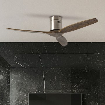 ZEVENTI - Stropni ventilator SPELLO Wi-Fi Tuya mat krom/hrast + daljinski upravljač