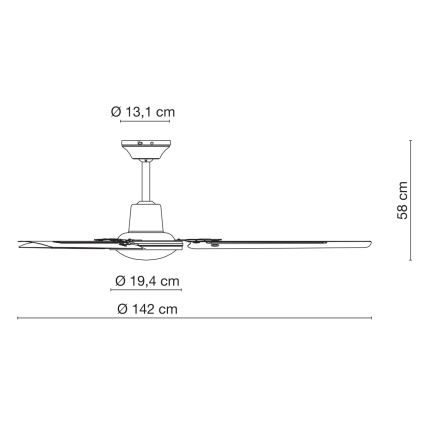 ZEVENTI - Stropni ventilator TOFINO bijela
