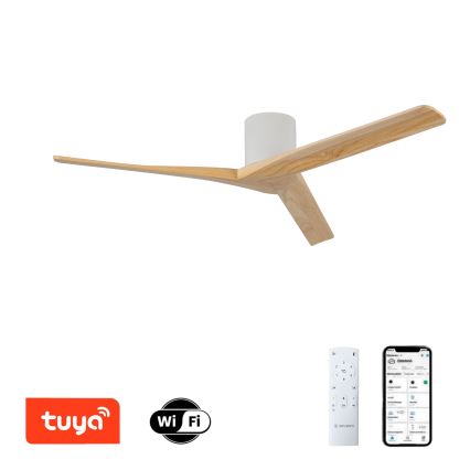 ZEVENTI - Stropni ventilator VELLON Wi-Fi Tuya bijela/paulovnija + daljinsko upravljanje