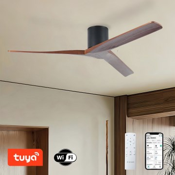 ZEVENTI - Stropni ventilator VELLON Wi-Fi Tuya crna/orah + daljinski upravljač