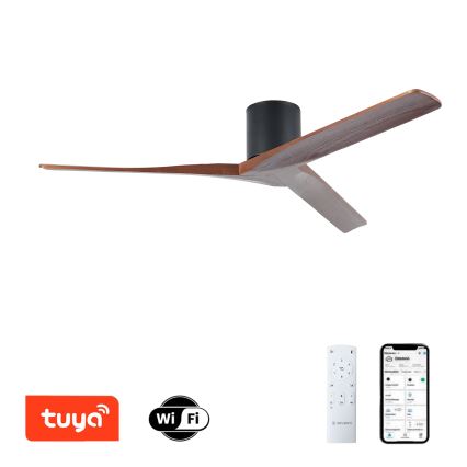 ZEVENTI - Stropni ventilator VELLON Wi-Fi Tuya crna/orah + daljinski upravljač