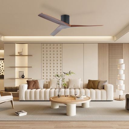 ZEVENTI - Stropni ventilator VELLON Wi-Fi Tuya crna/orah + daljinski upravljač