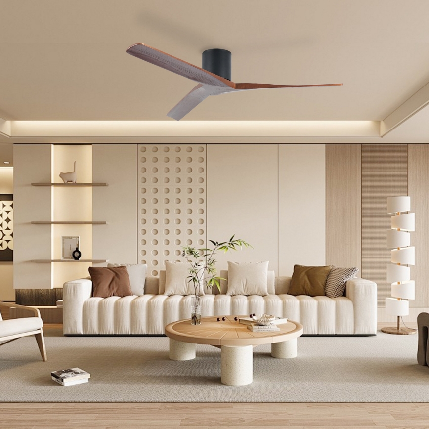 ZEVENTI - Stropni ventilator VELLON Wi-Fi Tuya crna/orah + daljinski upravljač