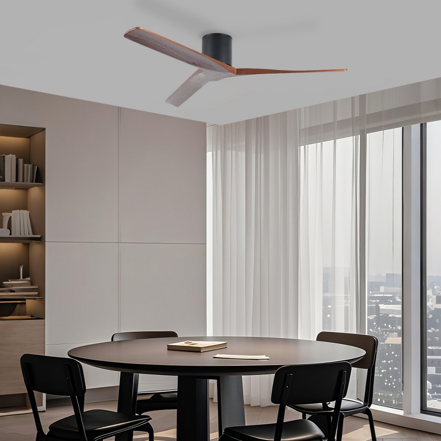 ZEVENTI - Stropni ventilator VELLON Wi-Fi Tuya crna/orah + daljinski upravljač