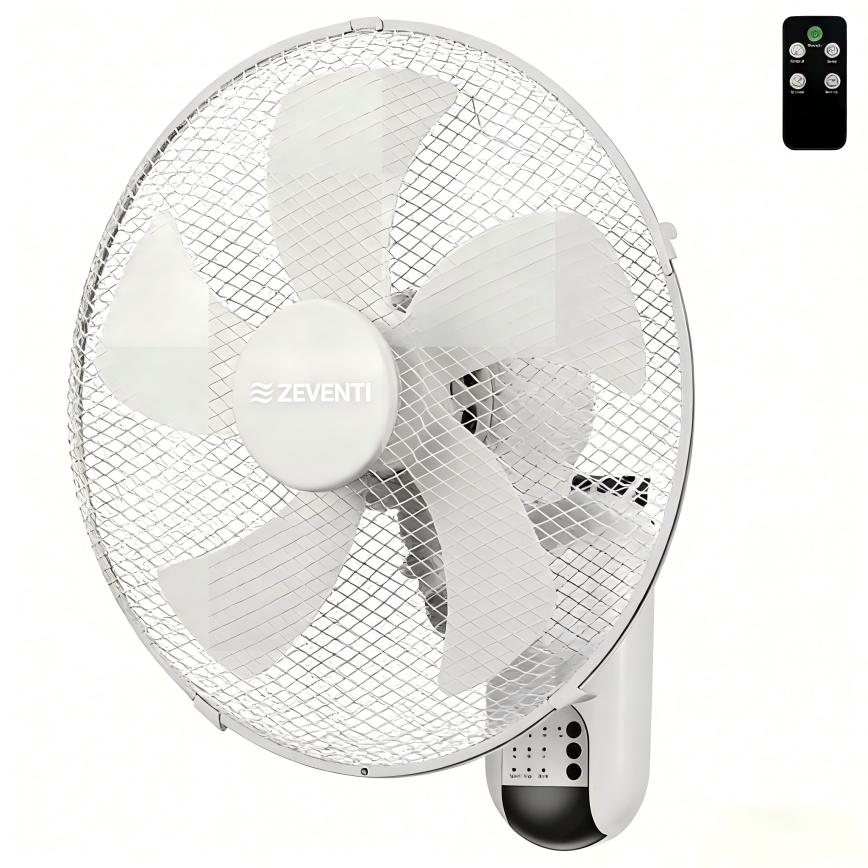ZEVENTI - Zidni ventilator FANNY 45W/230V Ø 41 cm bijela + daljinski upravljač