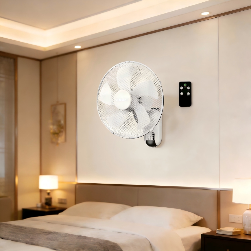 ZEVENTI - Zidni ventilator FANNY 45W/230V Ø 41 cm bijela + daljinski upravljač