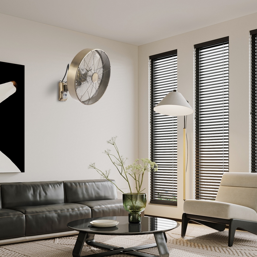 ZEVENTI - Zidni ventilator FANNY 50W/230V, promjer 45 cm, brončani + daljinski upravljač