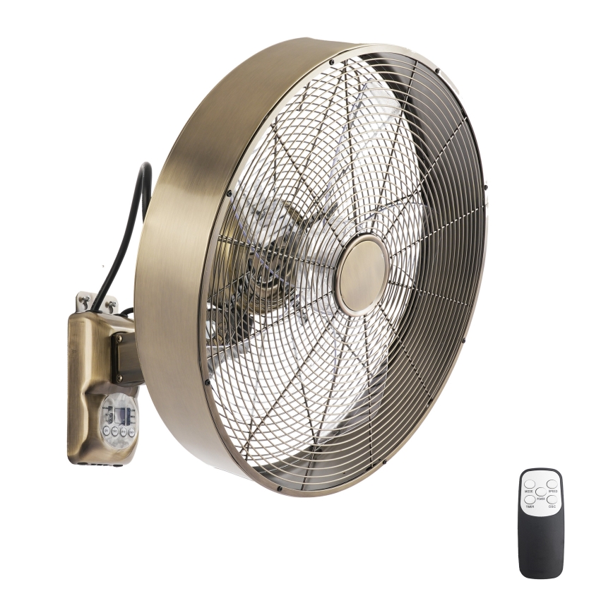 ZEVENTI - Zidni ventilator FANNY 50W/230V, promjer 45 cm, brončani + daljinski upravljač