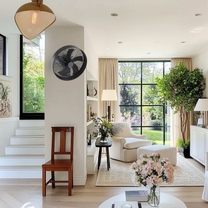 ZEVENTI - Zidni ventilator FANNY 50W/230V Ø 45 cm crni + daljinski upravljač