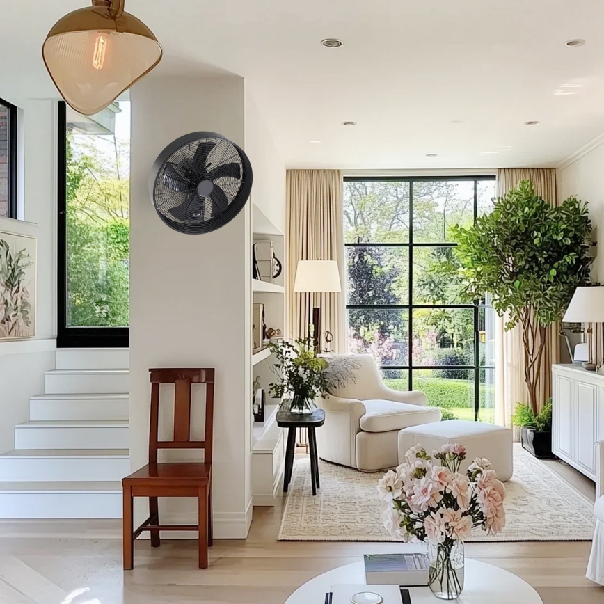 ZEVENTI - Zidni ventilator FANNY 50W/230V Ø 45 cm crni + daljinski upravljač