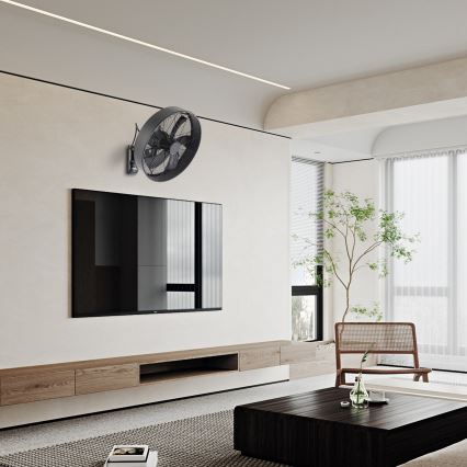 ZEVENTI - Zidni ventilator FANNY 50W/230V Ø 45 cm crni + daljinski upravljač