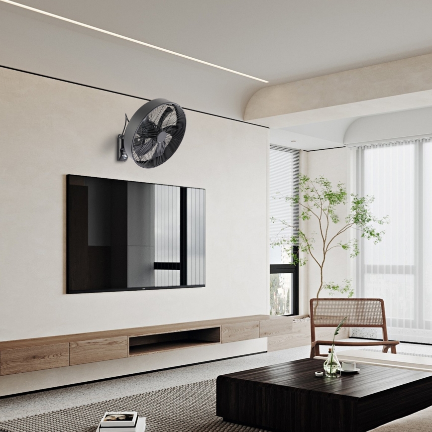 ZEVENTI - Zidni ventilator FANNY 50W/230V Ø 45 cm crni + daljinski upravljač