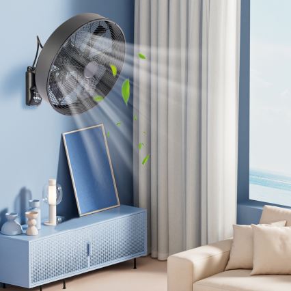 ZEVENTI - Zidni ventilator FANNY 50W/230V Ø 45 cm crni + daljinski upravljač