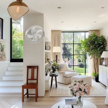 ZEVENTI - Zidni ventilator FANNY 50W/230V Ø 45 cm matirani krom + daljinski upravljač