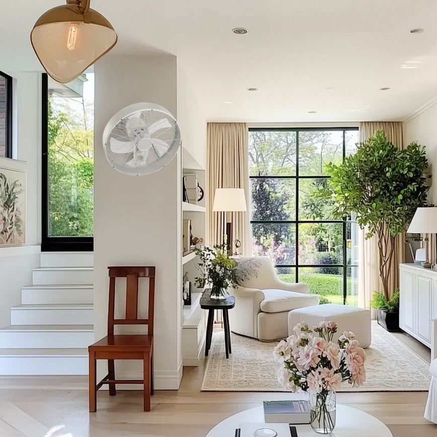 ZEVENTI - Zidni ventilator FANNY 50W/230V Ø 45 cm matirani krom + daljinski upravljač