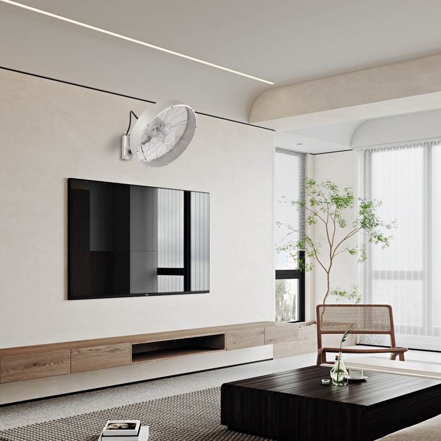 ZEVENTI - Zidni ventilator FANNY 50W/230V Ø 45 cm matirani krom + daljinski upravljač