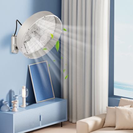 ZEVENTI - Zidni ventilator FANNY 50W/230V Ø 45 cm matirani krom + daljinski upravljač