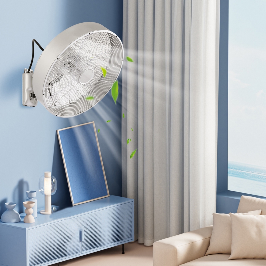 ZEVENTI - Zidni ventilator FANNY 50W/230V Ø 45 cm matirani krom + daljinski upravljač