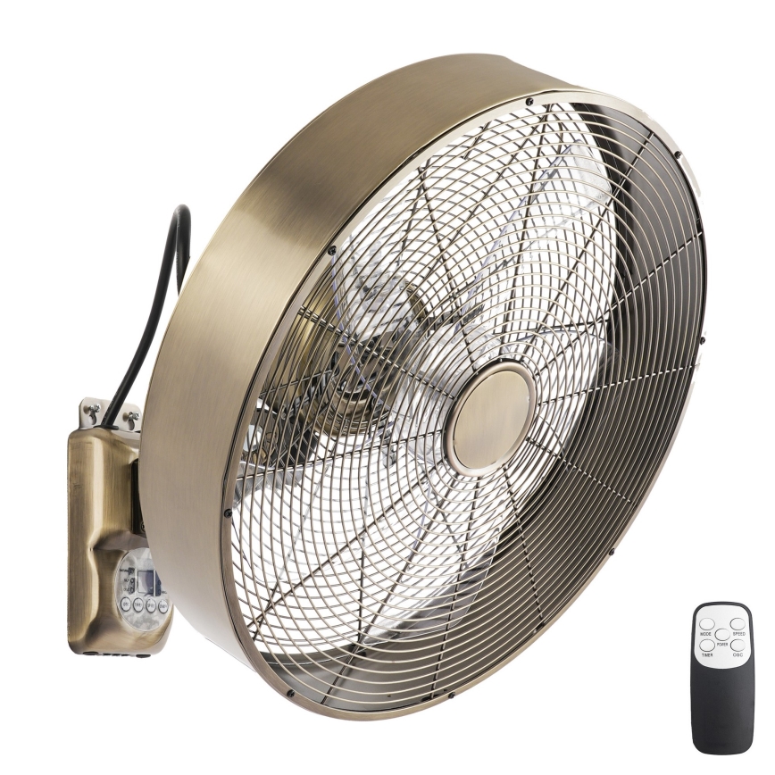 ZEVENTI - Zidni ventilator FANNY 50W/230V, promjer 45 cm, brončani + daljinski upravljač