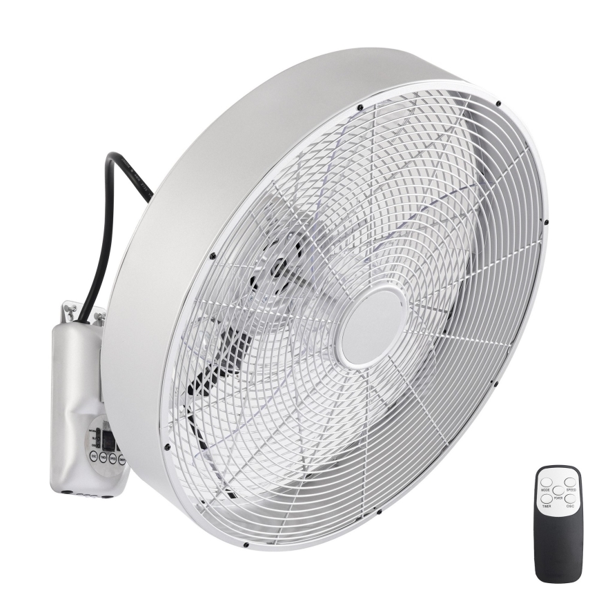 ZEVENTI - Zidni ventilator FANNY 50W/230V Ø 45 cm matirani krom + daljinski upravljač