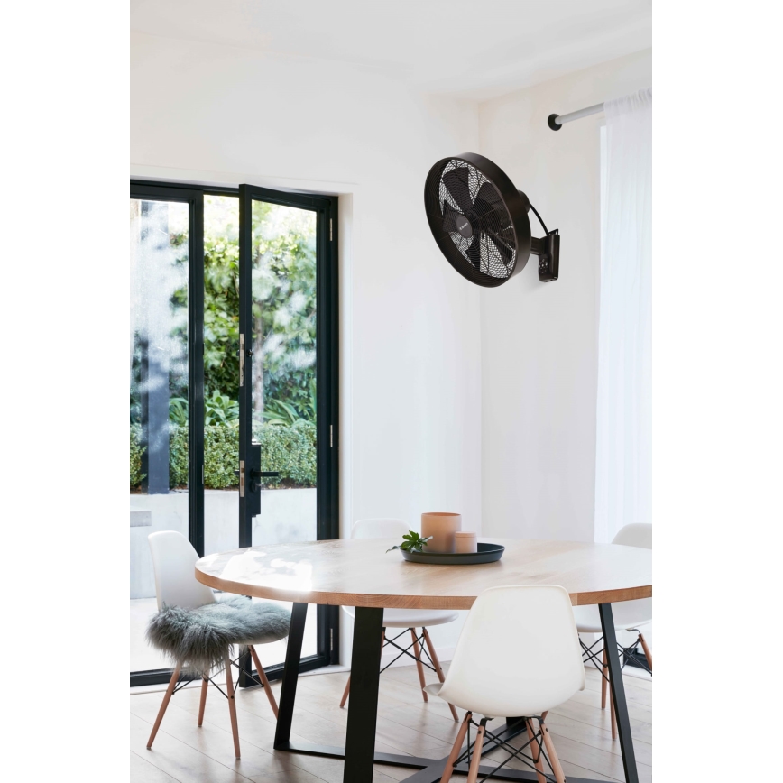 ZEVENTI - Zidni ventilator FREEZE 50W/230V pr. 40 cm crna/smeđa + daljinski upravljač
