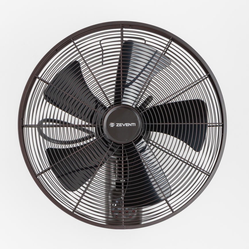 ZEVENTI - Zidni ventilator FREEZE 50W/230V promjera 40 cm crna/smeđa + daljinski upravljač