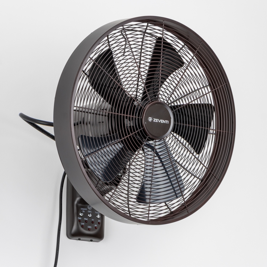 ZEVENTI - Zidni ventilator FREEZE 50W/230V promjera 40 cm crna/smeđa + daljinski upravljač
