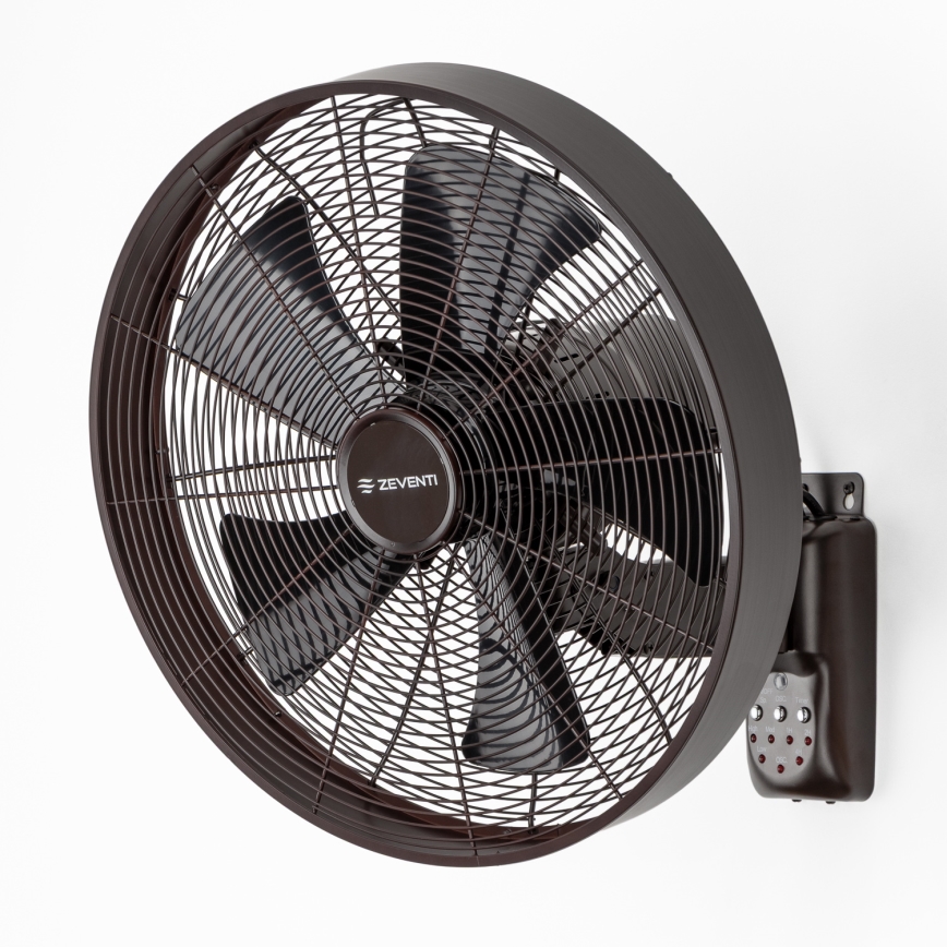 ZEVENTI - Zidni ventilator FREEZE 50W/230V promjera 40 cm crna/smeđa + daljinski upravljač