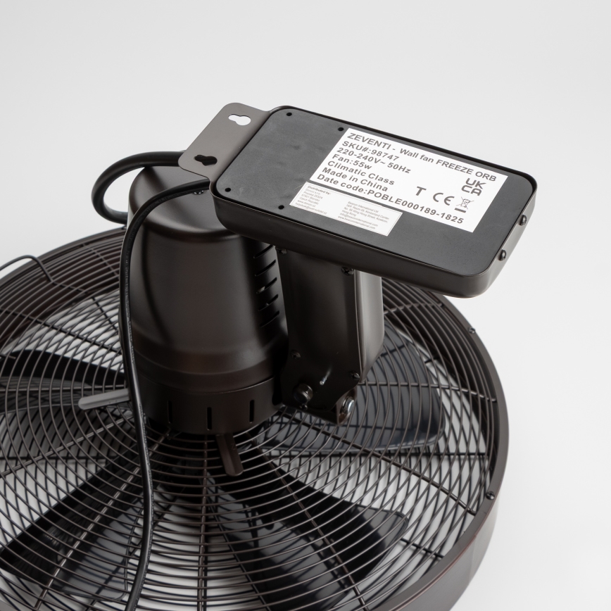 ZEVENTI - Zidni ventilator FREEZE 50W/230V promjera 40 cm crna/smeđa + daljinski upravljač