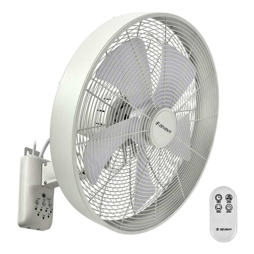 ZEVENTI - Zidni ventilator FREEZE 50W/230V pr. 40 cm bijela + daljinski upravljač