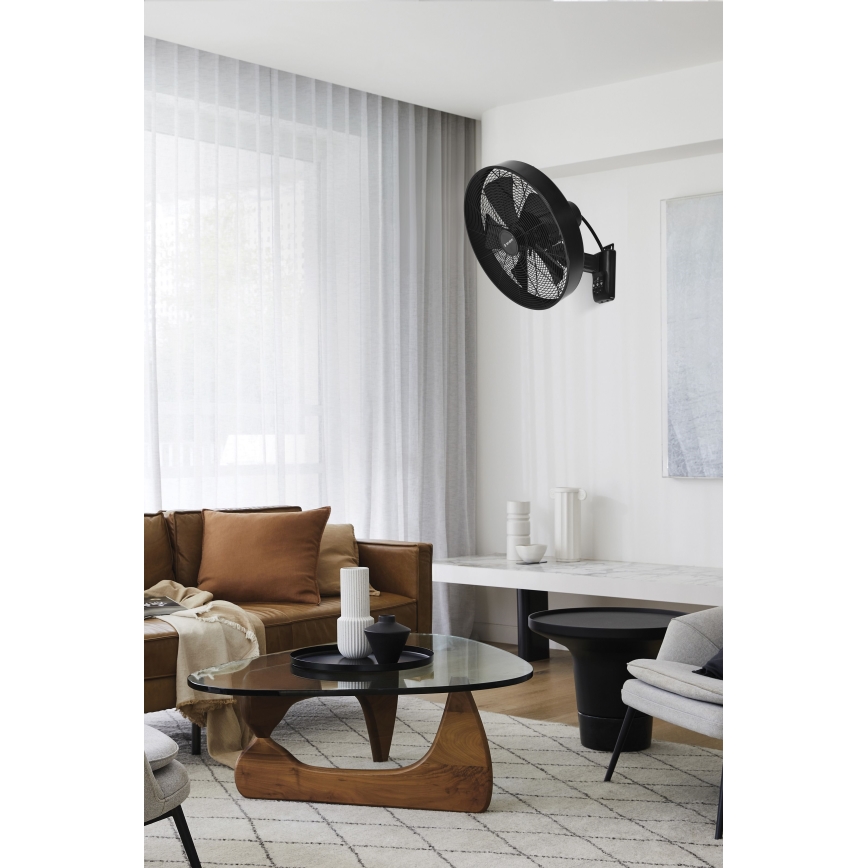 ZEVENTI - Zidni ventilator FREEZE 50W/230V pr. 40 cm crna + daljinski upravljač