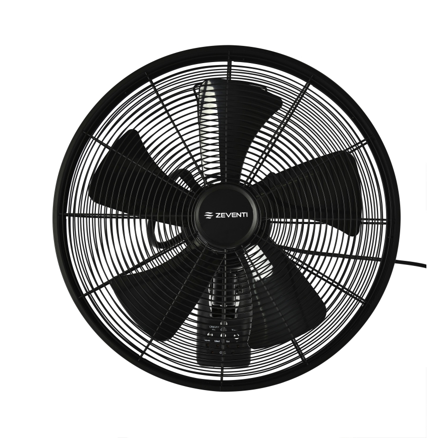ZEVENTI - Zidni ventilator FREEZE 50W/230V pr. 40 cm crna + daljinski upravljač