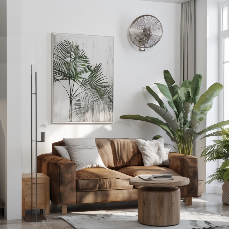 ZEVENTI - Zidni ventilator FREEZE 50W/230V promjera 40 cm mat krom + daljinski upravljač