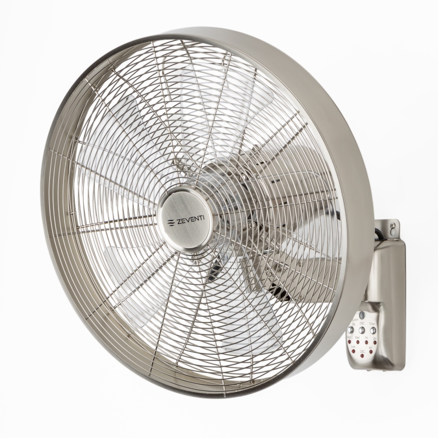 ZEVENTI - Zidni ventilator FREEZE 50W/230V promjera 40 cm mat krom + daljinski upravljač