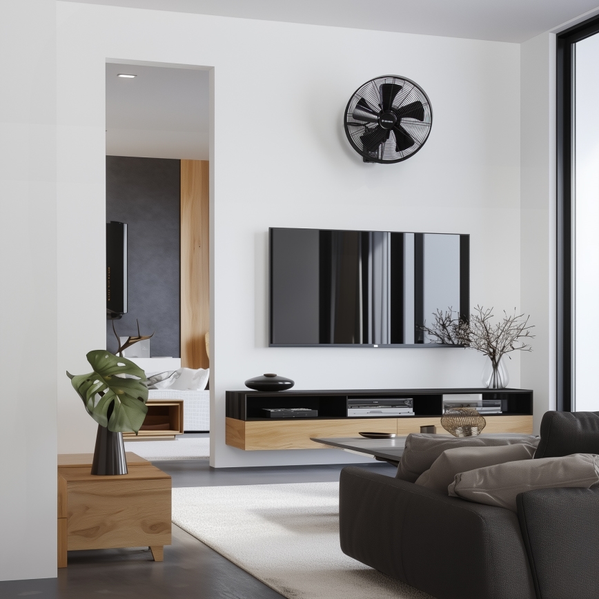 ZEVENTI - Zidni ventilator FREEZE 50W/230V promjera 40 cm crni + daljinski upravljač