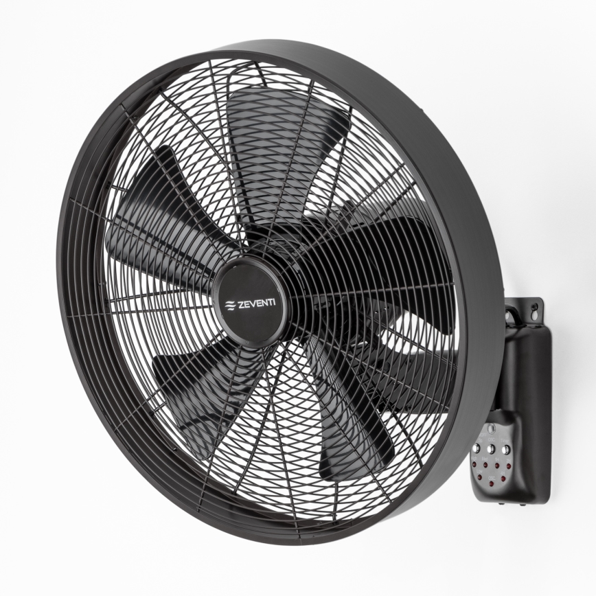 ZEVENTI - Zidni ventilator FREEZE 50W/230V promjera 40 cm crni + daljinski upravljač