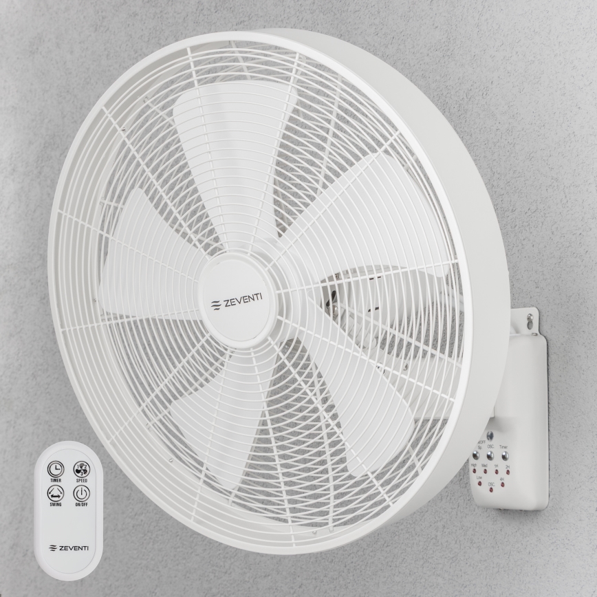 ZEVENTI - Zidni ventilator FREEZE 50W/230V promjera 40 cm bijeli + daljinski upravljač