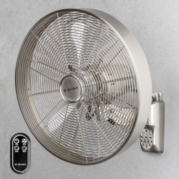ZEVENTI - Zidni ventilator FREEZE 50W/230V promjera 40 cm mat krom + daljinski upravljač