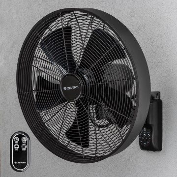 ZEVENTI - Zidni ventilator FREEZE 50W/230V Ø 45 cm, crne boje + daljinski upravljač