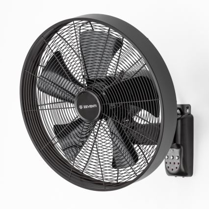 ZEVENTI - Zidni ventilator FREEZE 50W/230V Ø 45 cm, crne boje + daljinski upravljač
