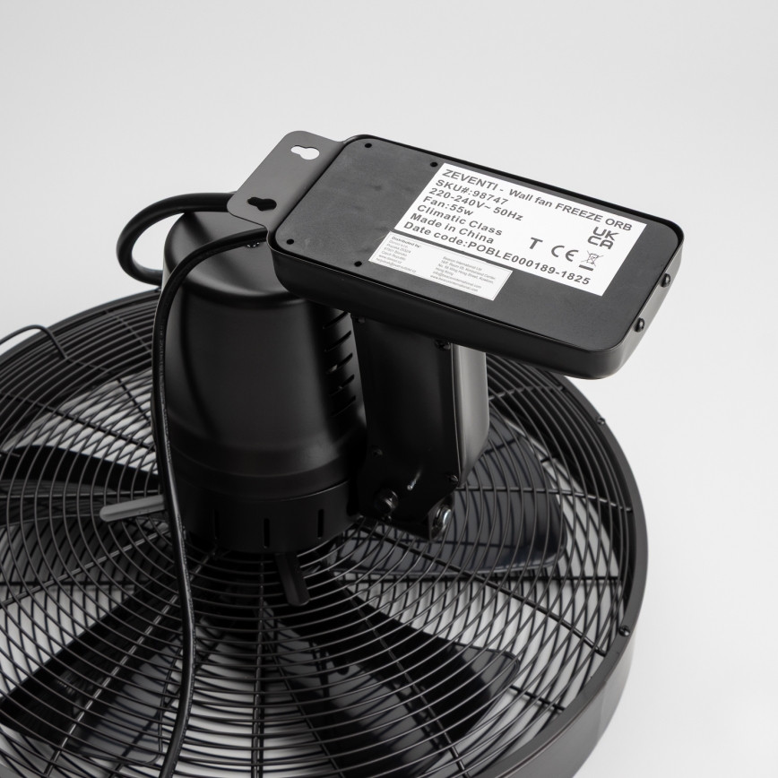 ZEVENTI - Zidni ventilator FREEZE 50W/230V Ø 45 cm, crne boje + daljinski upravljač