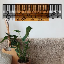 Zidna dekoracija 100x30 cm klavir drvo/metal