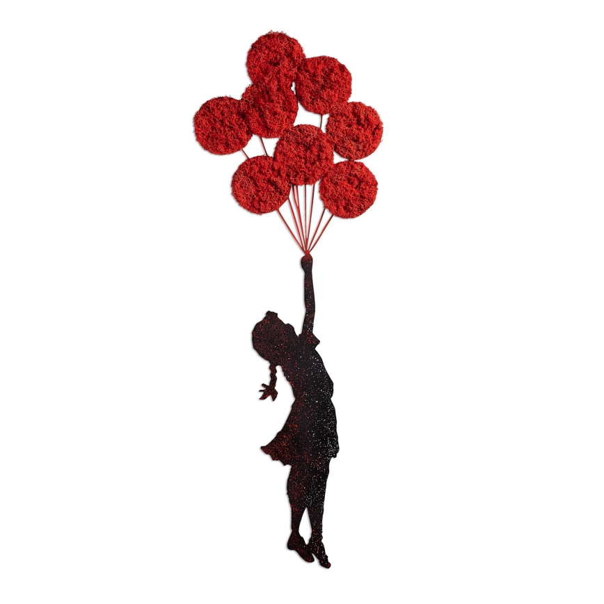 Zidna dekoracija 100x34 cm djevojka metal/mahovina