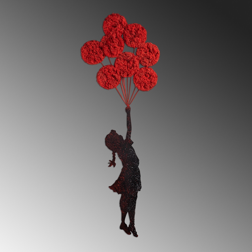 Zidna dekoracija 100x34 cm djevojka metal/mahovina