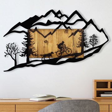 Zidna dekoracija 110x65 cm vožnja biciklom drvo/metal