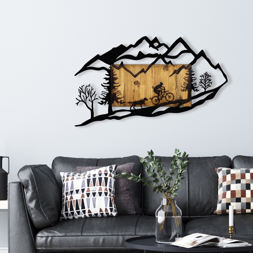 Zidna dekoracija 110x65 cm vožnja biciklom drvo/metal