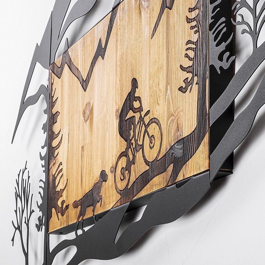 Zidna dekoracija 110x65 cm vožnja biciklom drvo/metal