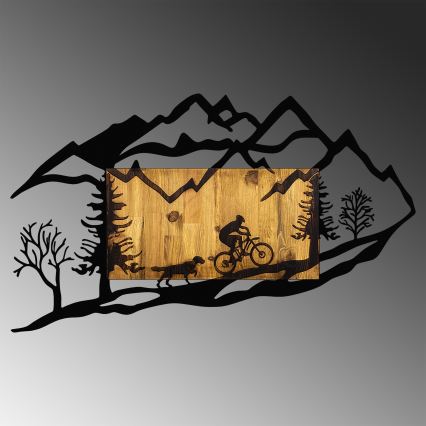 Zidna dekoracija 110x65 cm vožnja biciklom drvo/metal